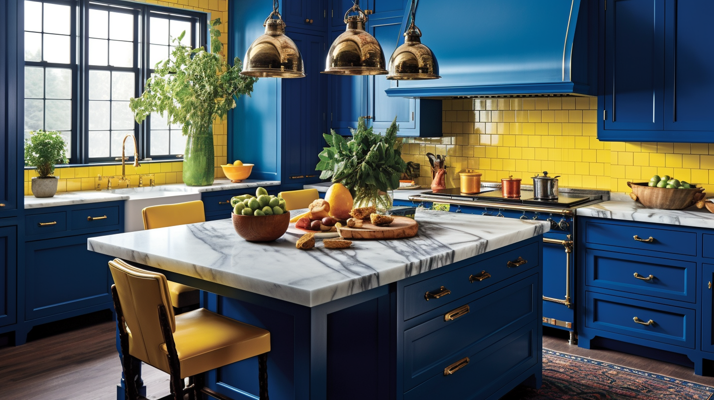 A vibrant hand painted kitchen