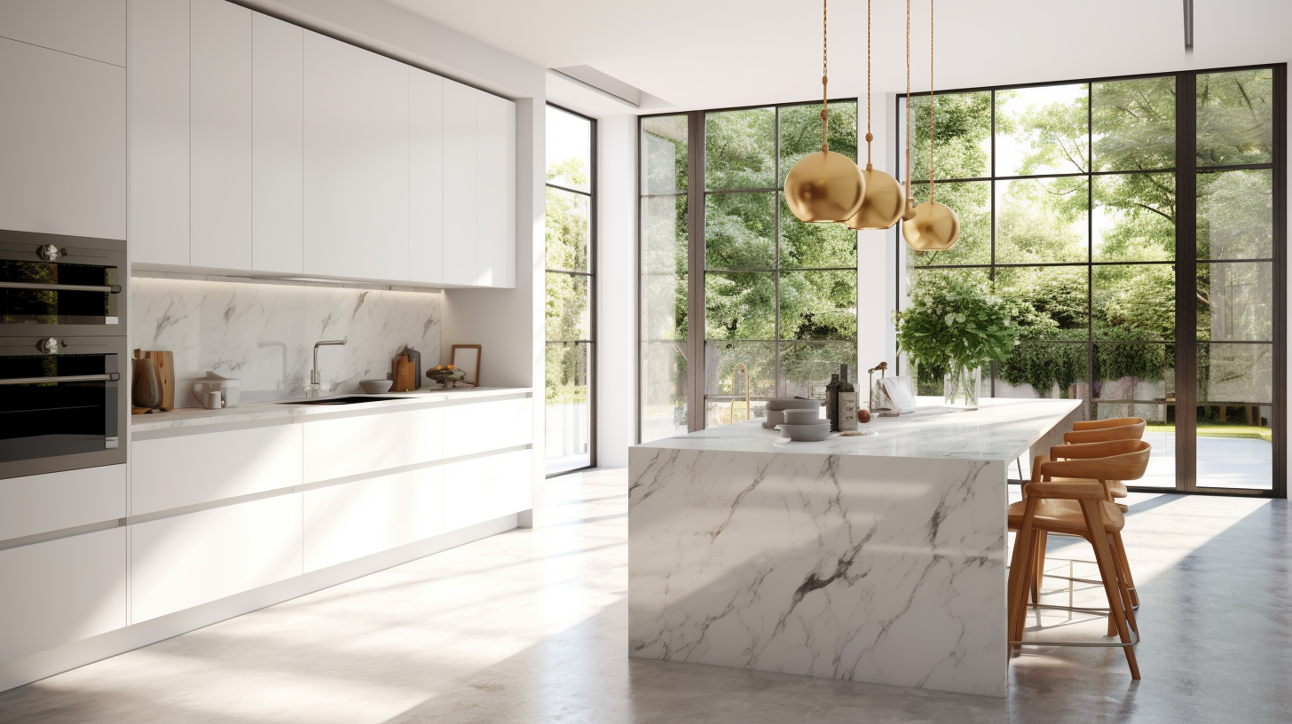 marble and white kitchen