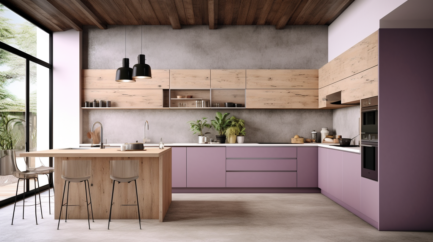 purple modern kitchen painted