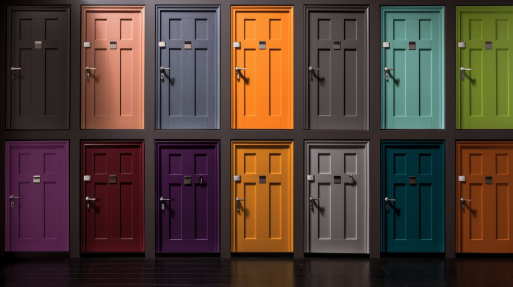 array of different coloured doors 