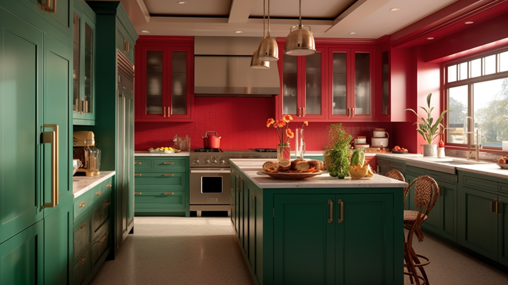 red and green kitchen repaint