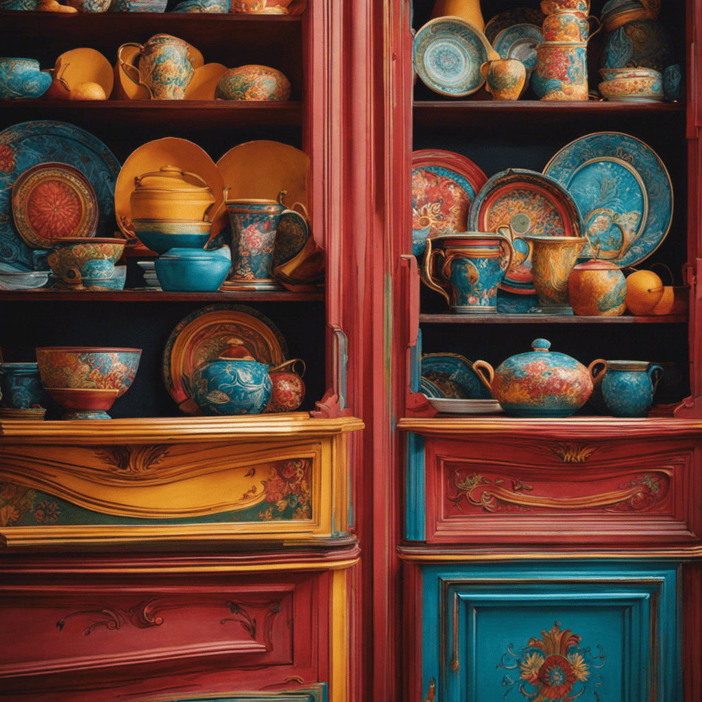 An image that showcases the vibrant world of hand-painted cabinets as artistic canvases