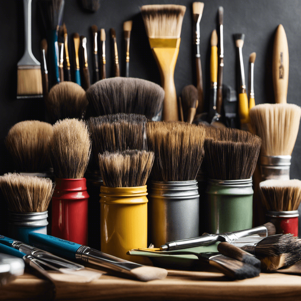 An image showcasing an array of high-quality brushes and tools specifically designed for hand painting kitchens