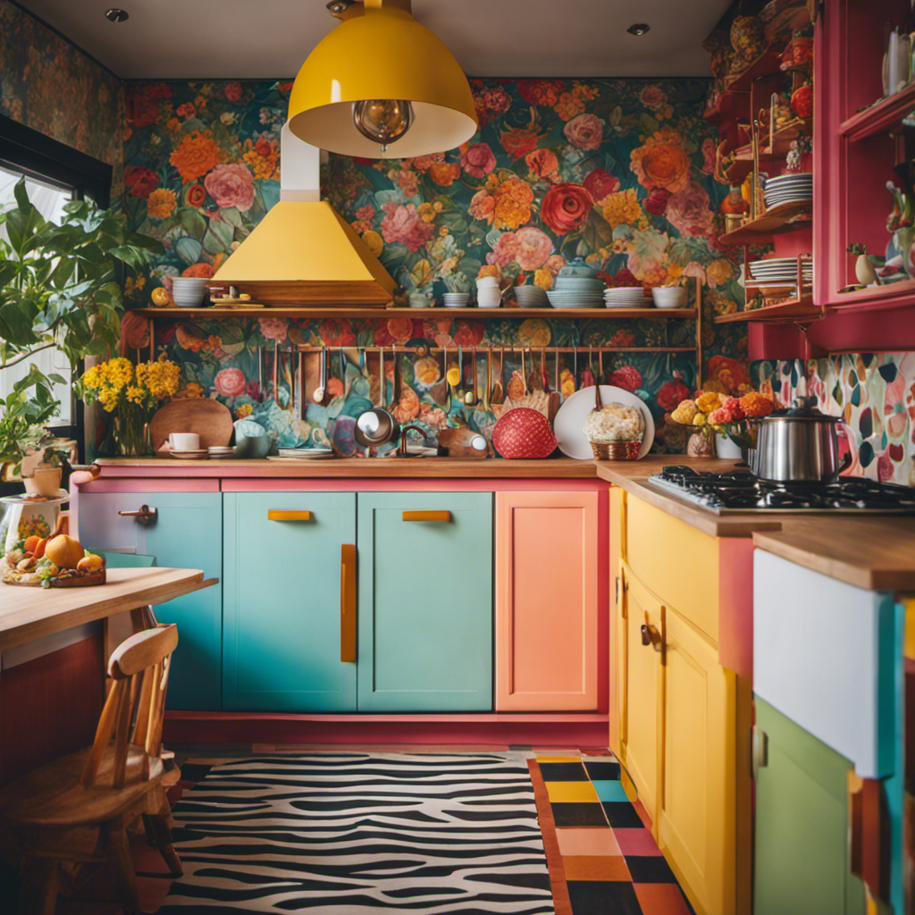 E the essence of a whimsical and vibrant kitchen transformation as you envision hand-painted cupboards adorned with charming motifs, playful patterns, and vibrant colors that bring joy and creativity to little ones