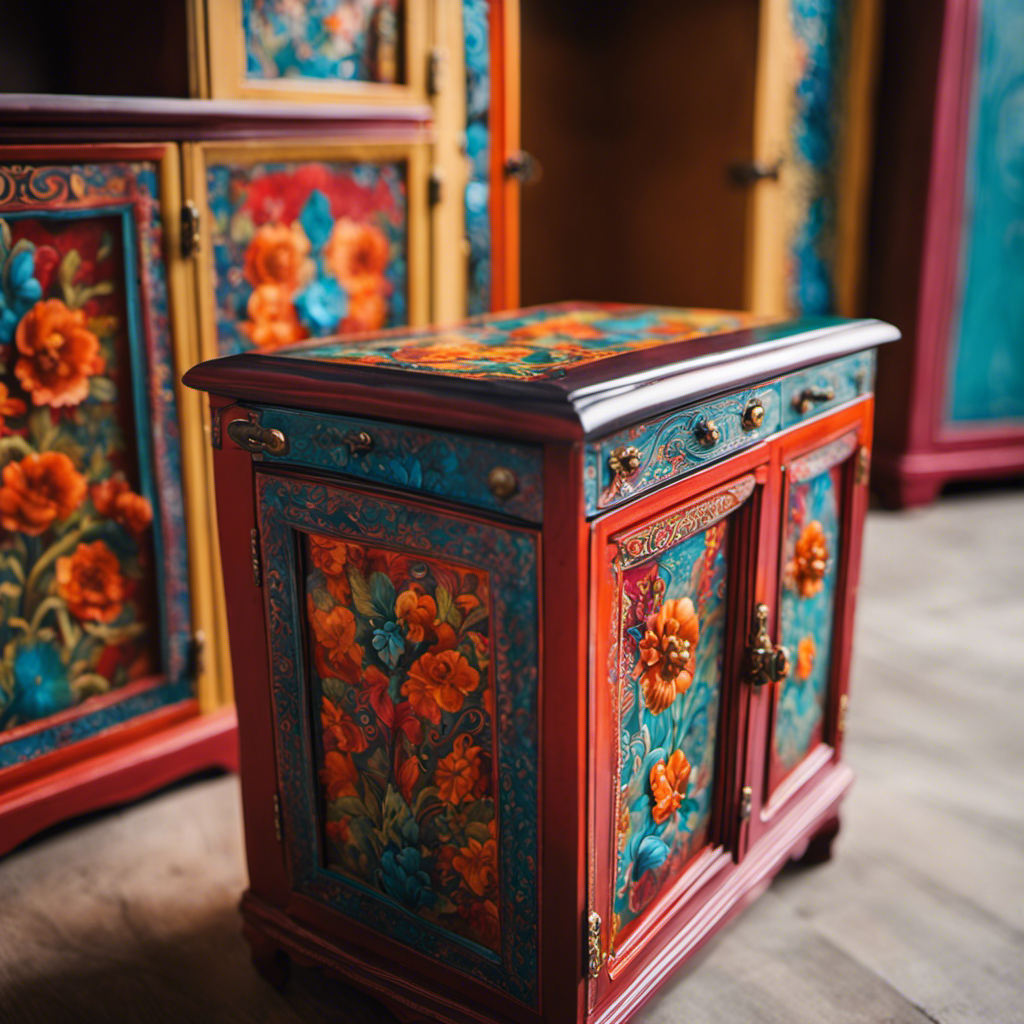 An image showcasing a hand-painted cabinet transformed into a work of art