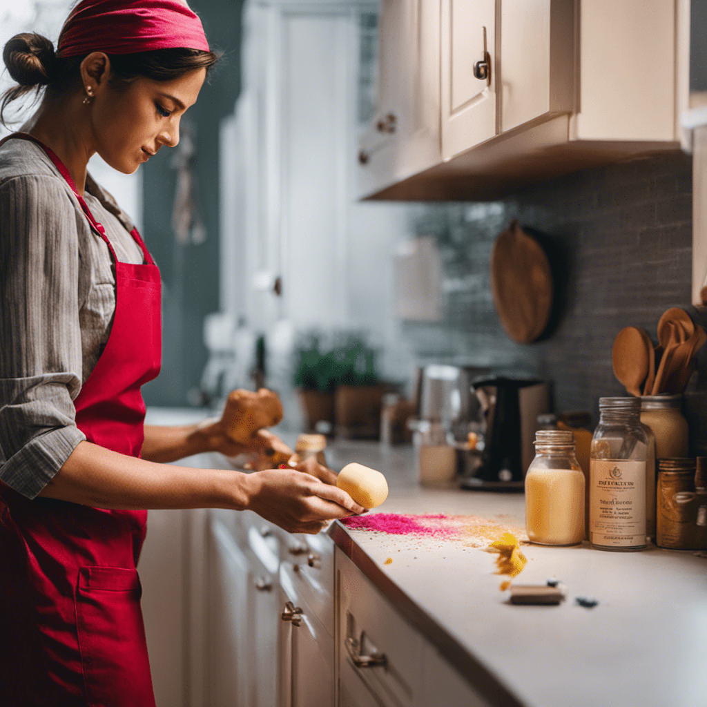 An image showcasing the transformation of a dull kitchen into a vibrant masterpiece