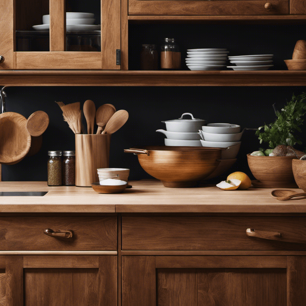 An image showcasing the delicate artistry of hand-painted kitchen finishes and stains