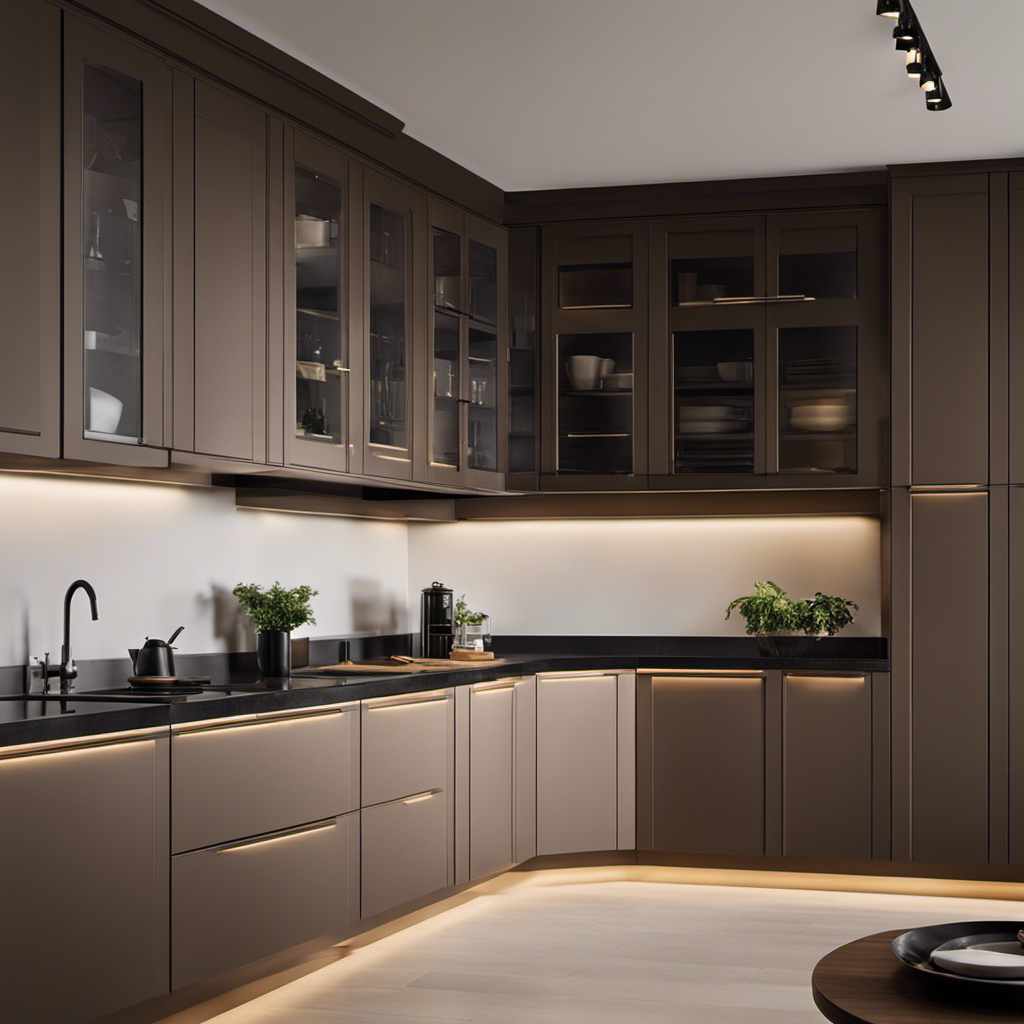 An image that showcases a stunning, sleek kitchen cabinet design