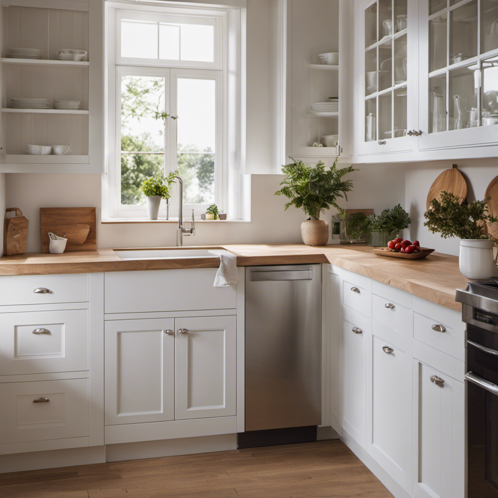 An image of a pristine, white kitchen filled with immaculate painted cupboards