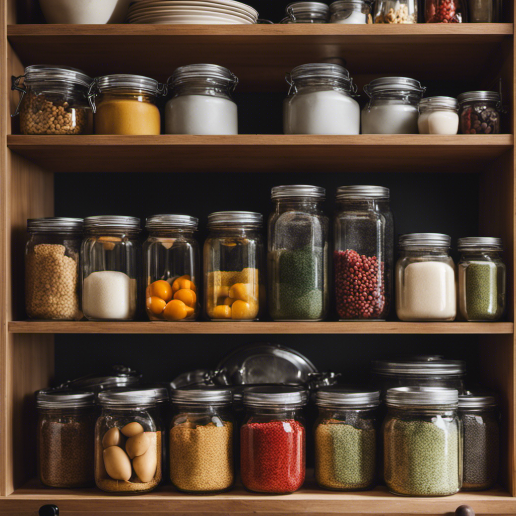 An image showcasing a beautifully hand-painted kitchen cupboard, cleverly designed to maximize space