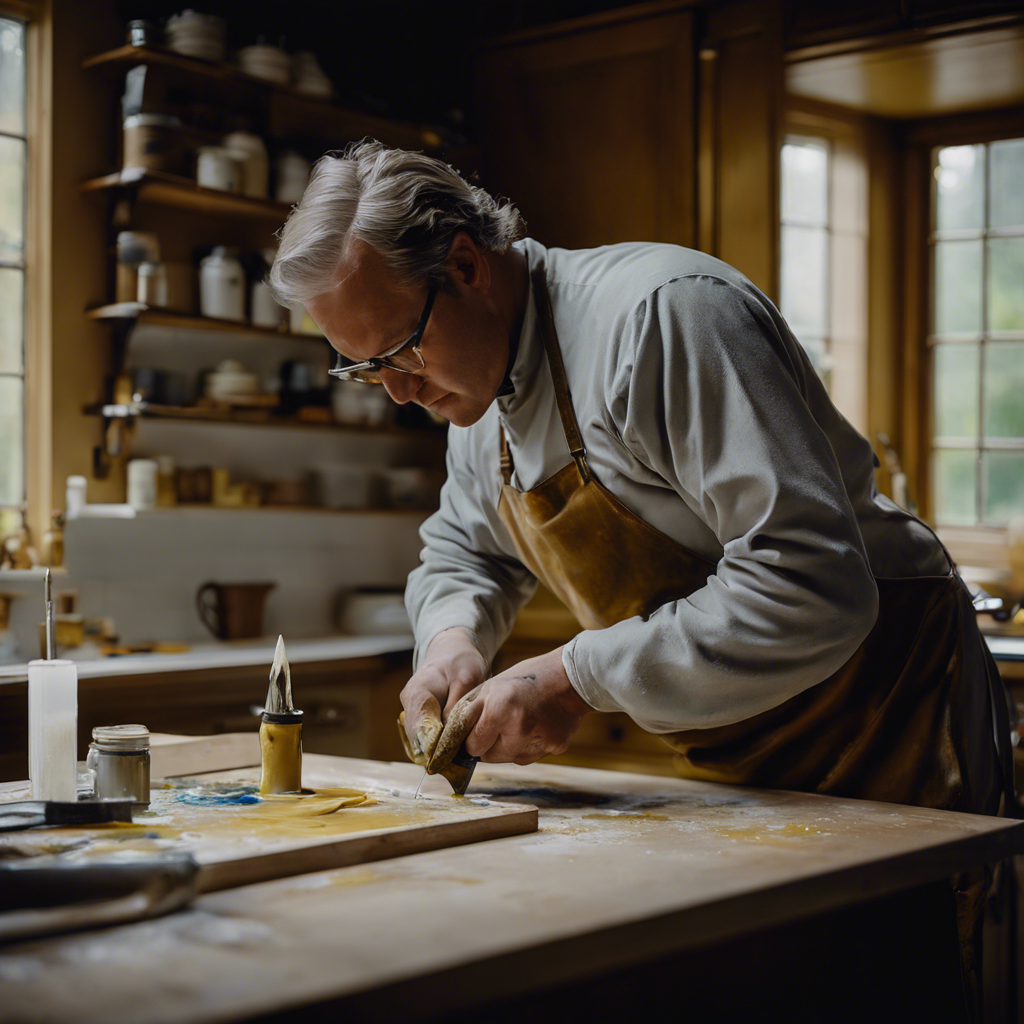 An image showcasing the meticulous hand painting process of a Kitchen Cabinet Painter in Harrogate