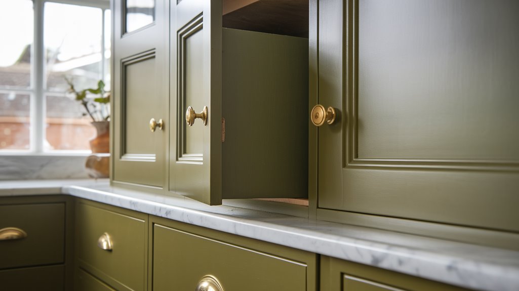 vibrant olive green cabinetry